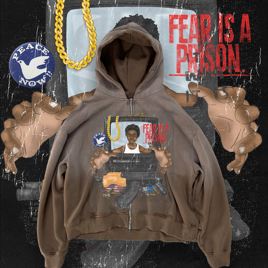 Premium Fear is a prison Zip Up Brown